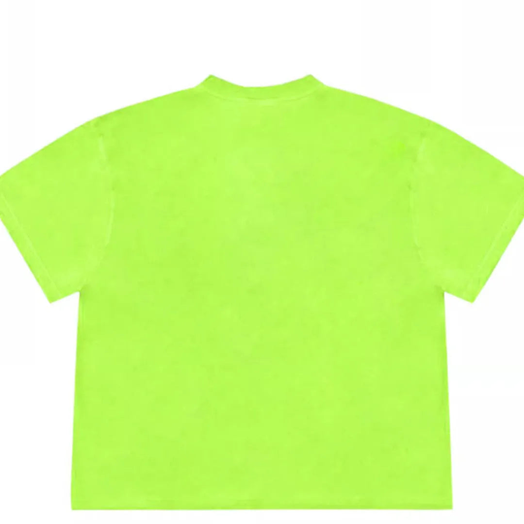 Loose fit blueberry patchwork short sleeve T-shirt with floral patterns on Ice Oxygen Cotton fabric.