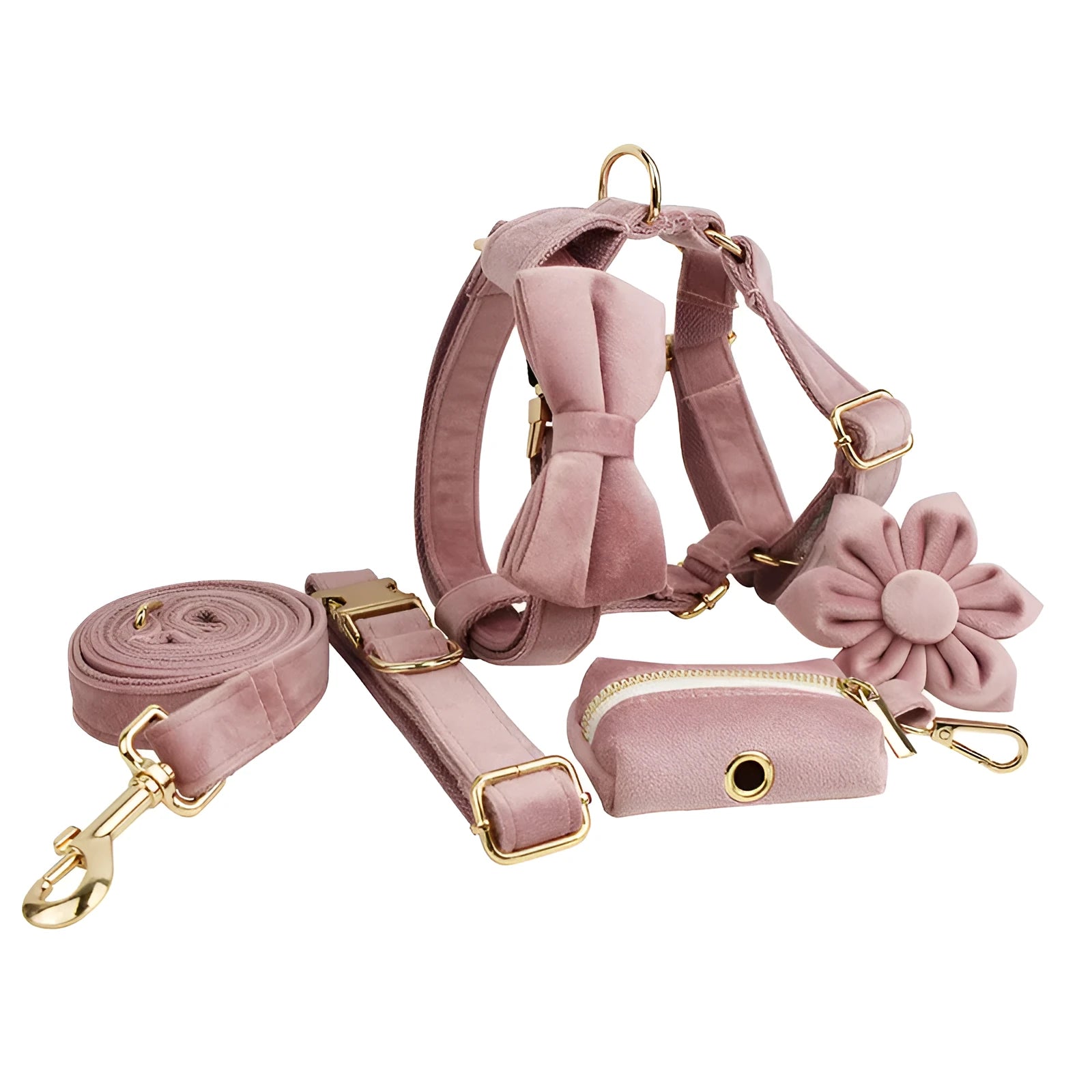 Light purple pink velvet dog collar with adjustable buckle on a light background