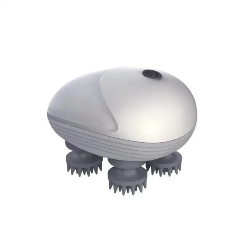 Blue electric pet massager with four rotating heads and soft massage nodes