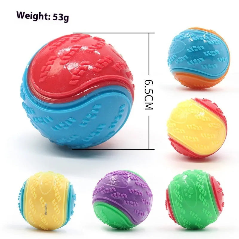 TPR dog molar sounding training ball in blue orange colour on white background