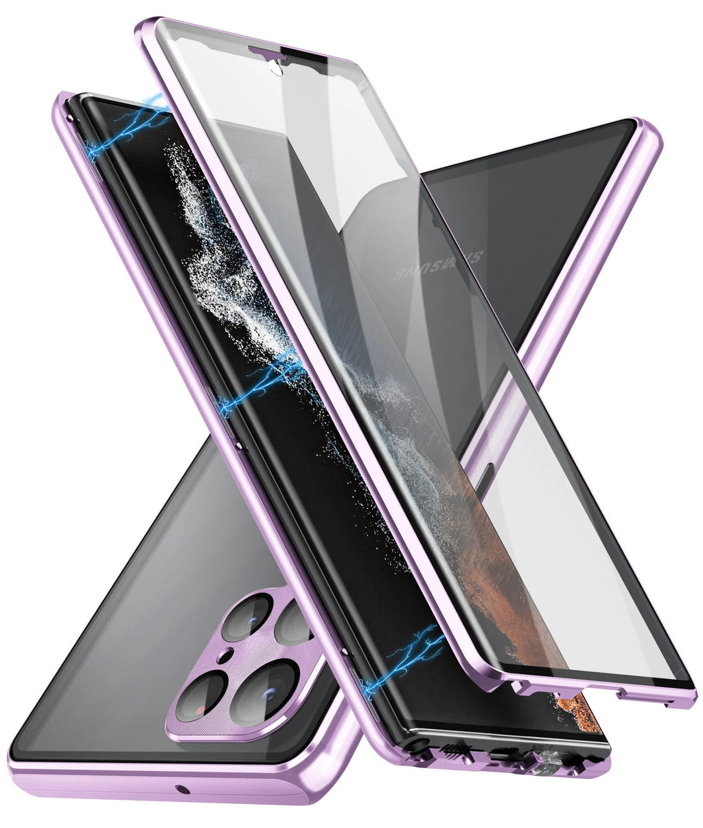 Magnetic phone case with privacy mirror for Samsung Galaxy phones in multiple colour options