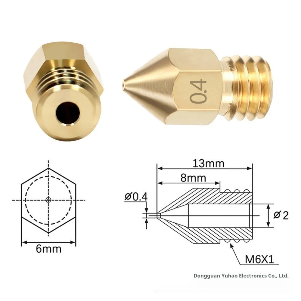 MK8 brass 3D printer nozzle and stainless steel cleaning pin kit on a white background