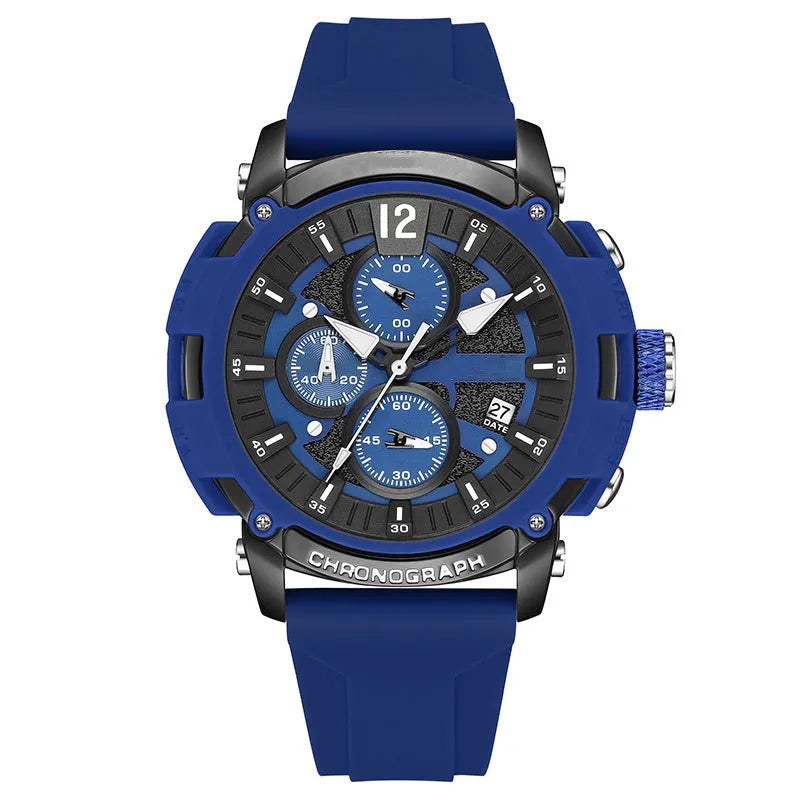 Men's luminous waterproof watch with 51mm case, calendar display and multiple colour options