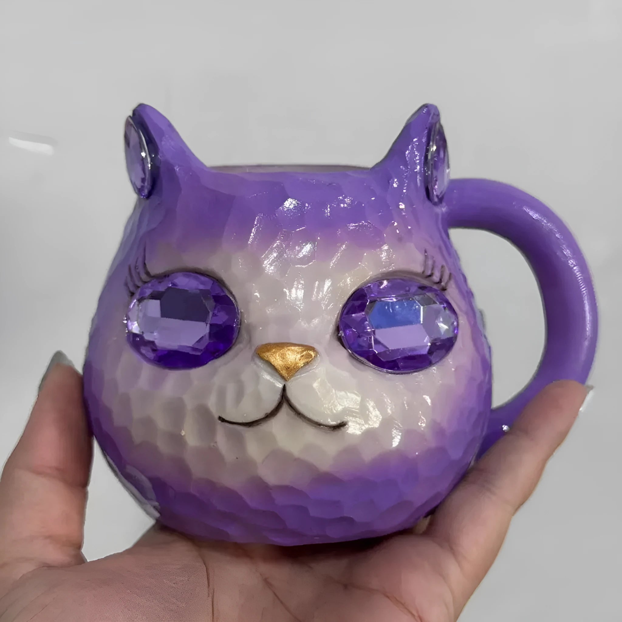 Resin cat cup decorative craft product in American style design with four colour options