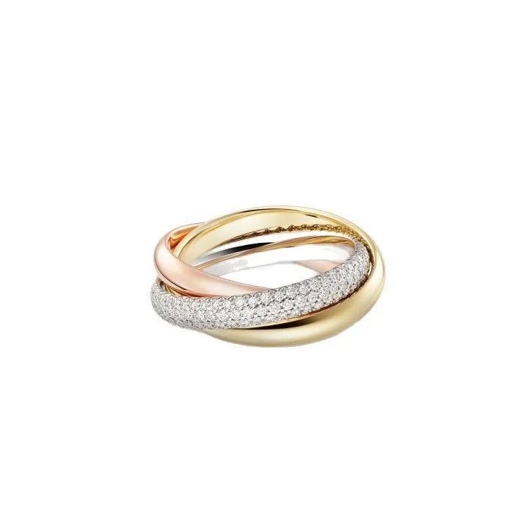 Sterling silver geometric U-shaped couple rings with full diamond settings available in multiple colours and sizes 5-11