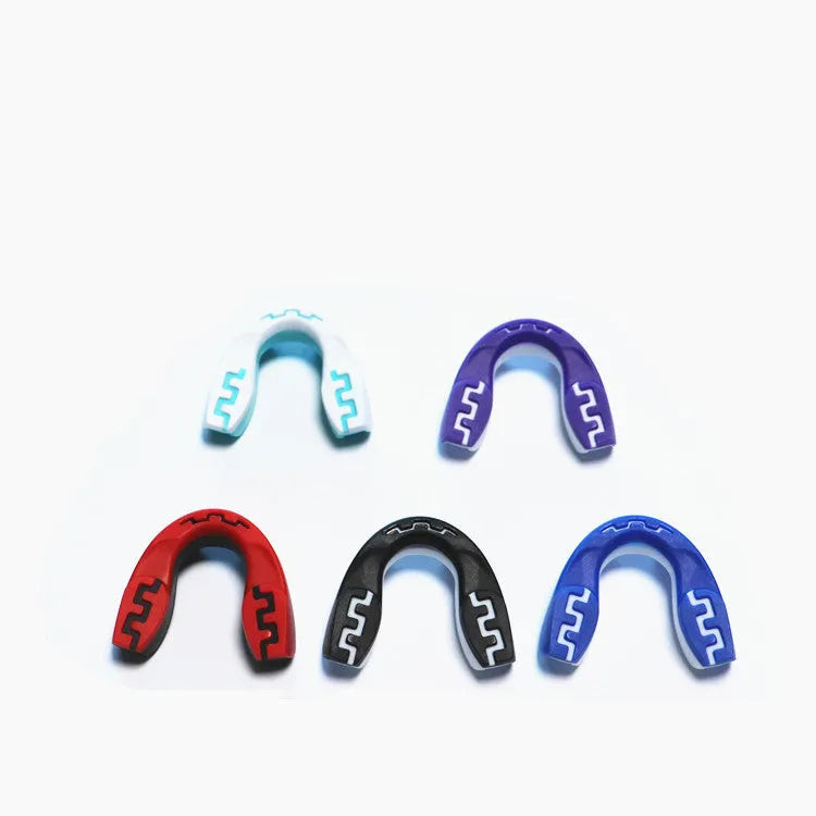 Adult boxing mouthguard with printed tooth design in multiple colour options for martial arts training