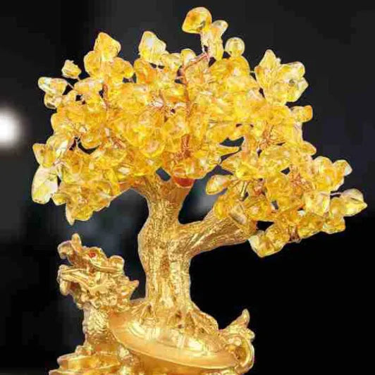 Citrine small water turtle money tree Feng Shui ornament in Chinese style