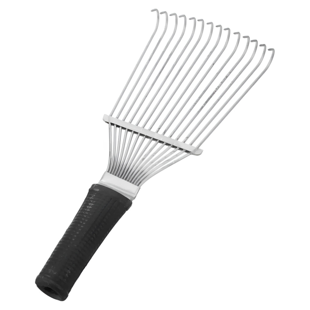 Stainless steel pet dematting brush rake comb for horse and dog grooming.