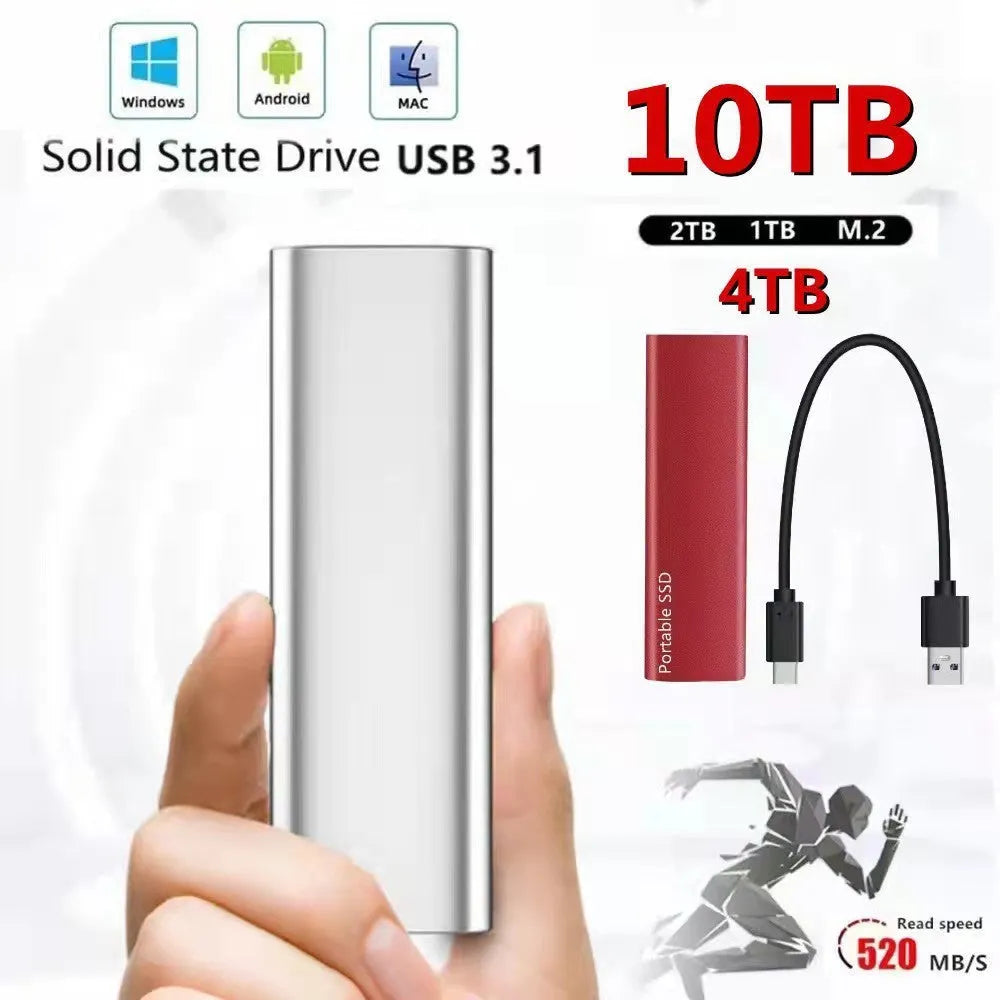 Ultra-thin metal mobile solid state drive in red, black, blue and silver colour options