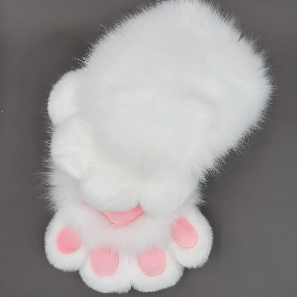 A pair of nylon cosplay gloves designed to look like animal claws, shown in various colour pad options.