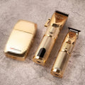 Gold cordless hair cutting machine model 2880 with 25W motor and dual-power mode on a white background