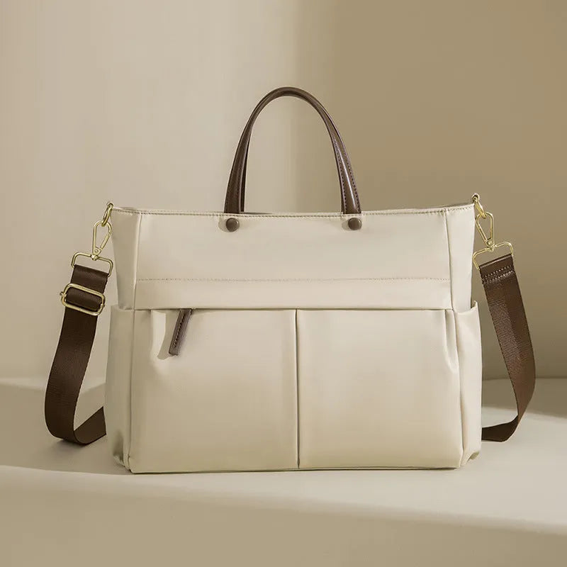 Fashion women's portable briefcase large capacity Oxford cloth stitching contrast colour laptop bag urban simplicity style