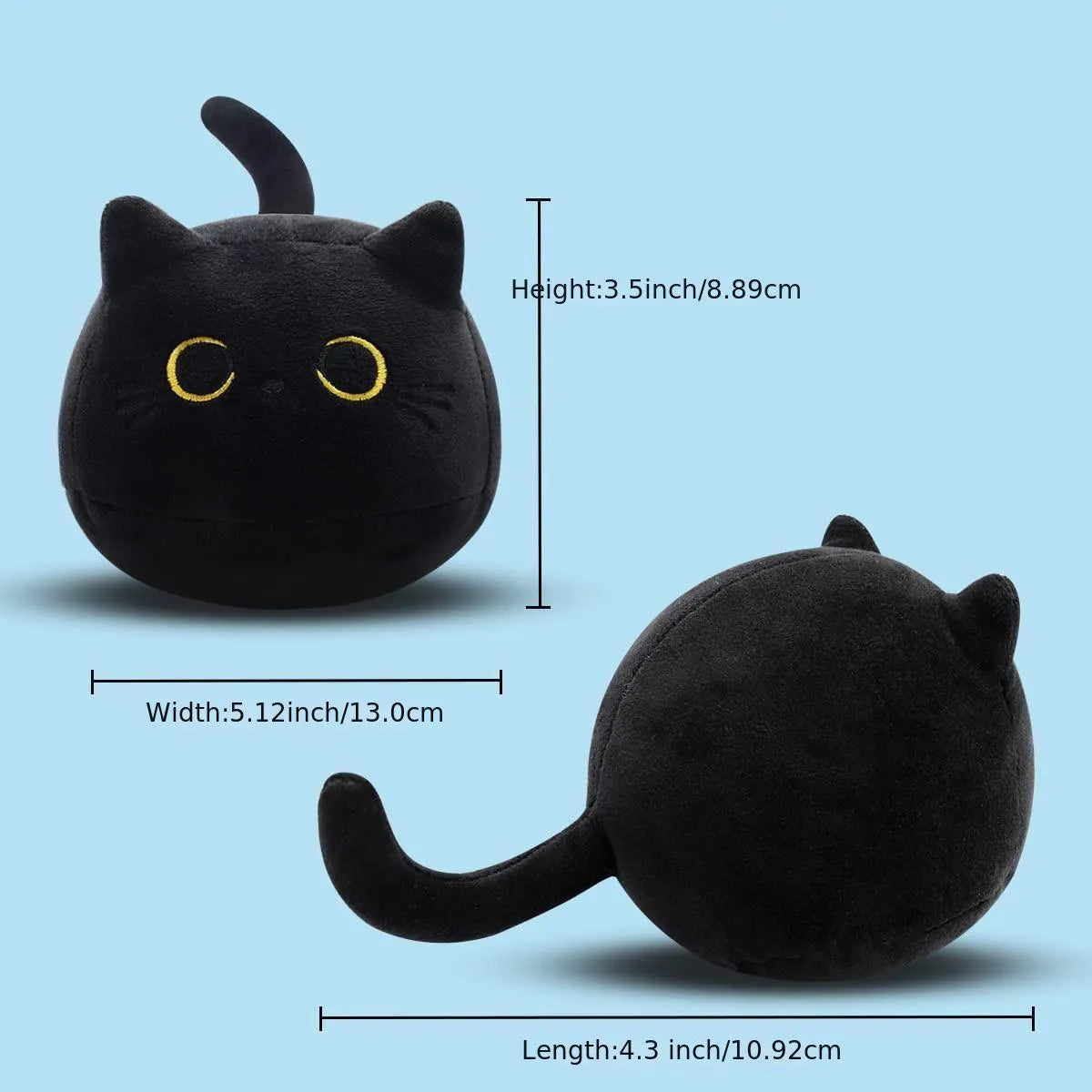 Fluffy black cat plush toy stuffed animal soft nap cushion home decoration creative kids birthday gift