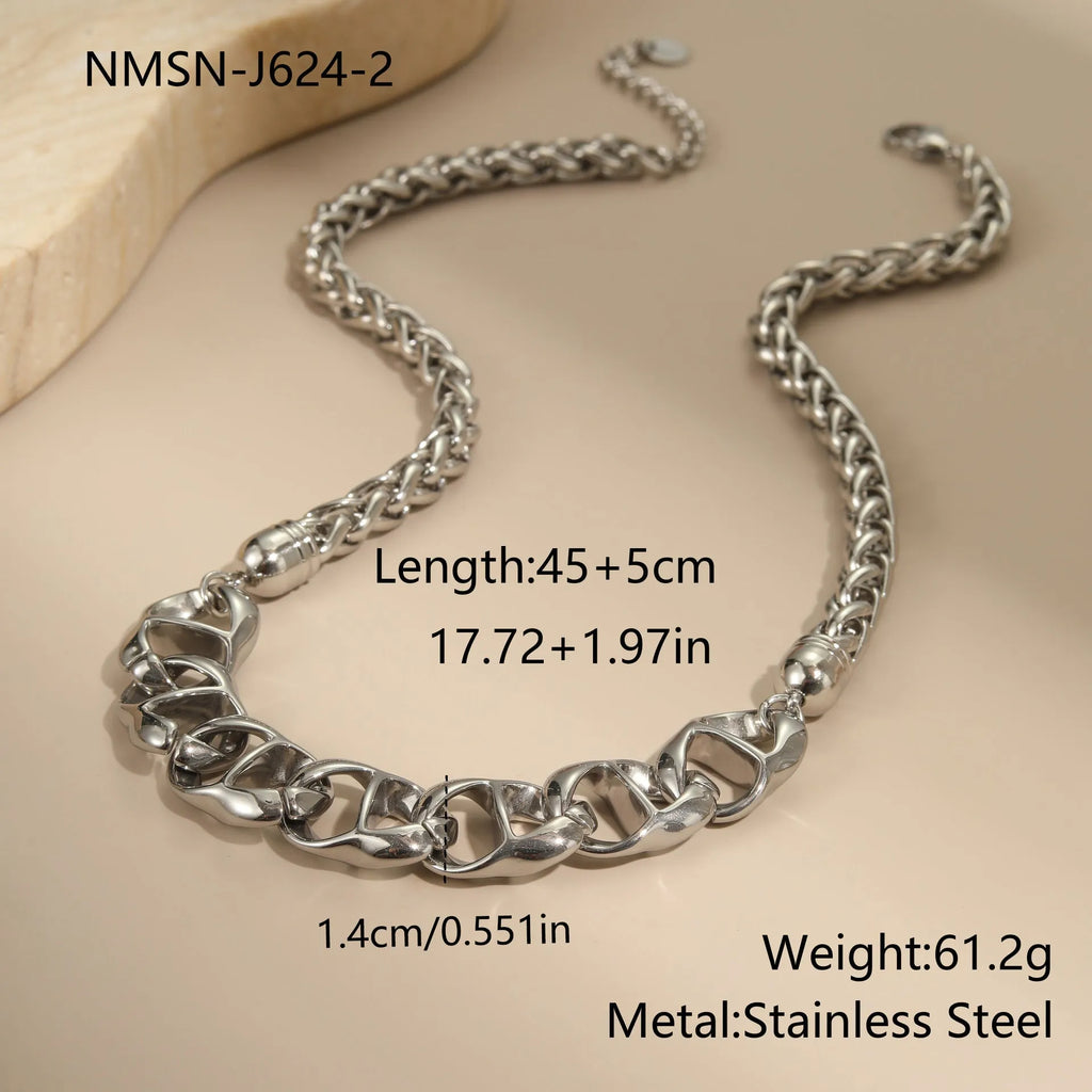 Stainless steel women's necklace with geometric pendant and gold plating