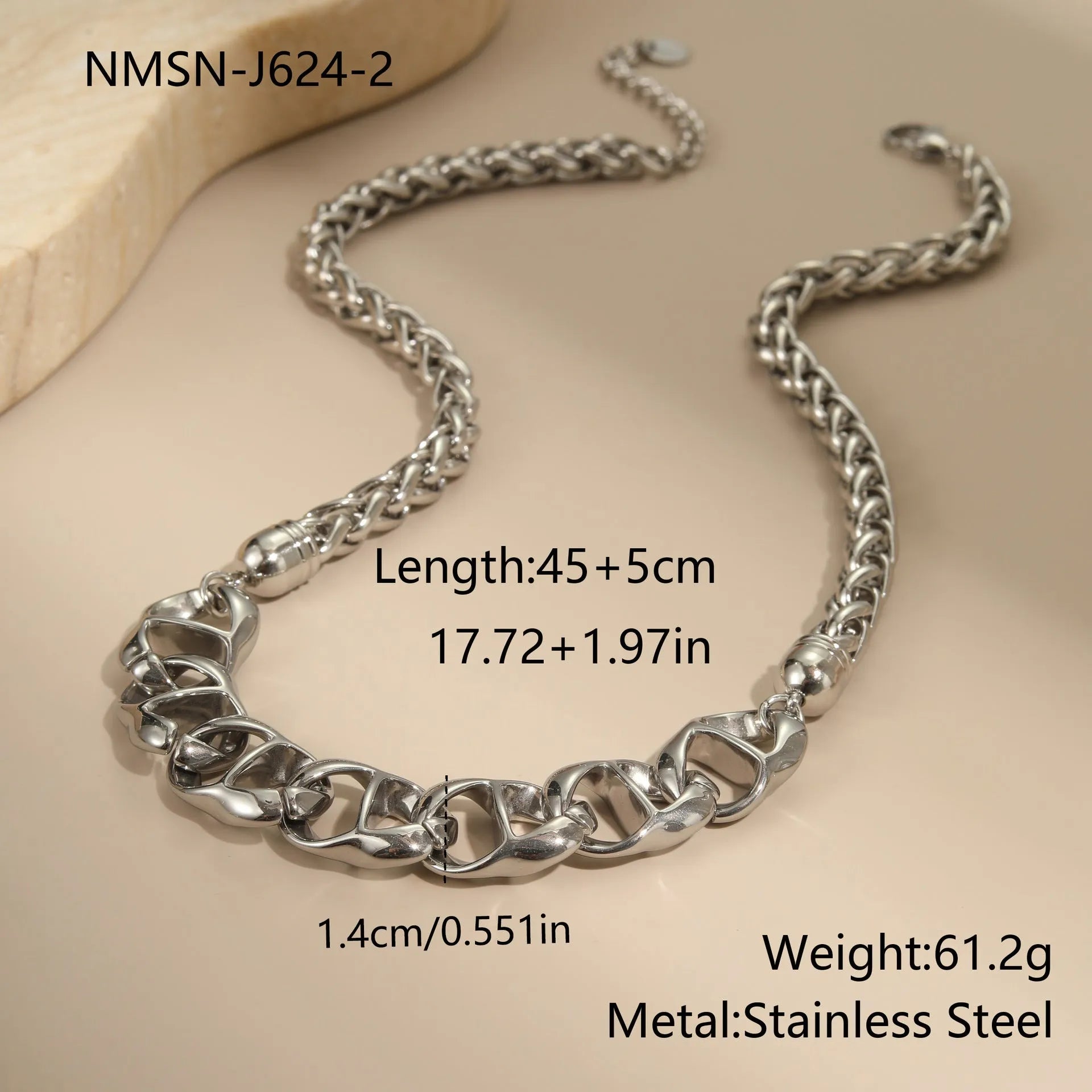 Stainless steel women's necklace with geometric pendant and gold plating