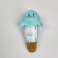 Fleece ice cream squeaky pet toy in lake blue and pink, 13cm long