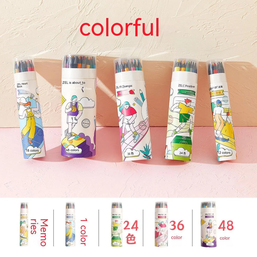 Zhenglin Sports Series colour pencils in a set with paper barrel and multiple colour leads.