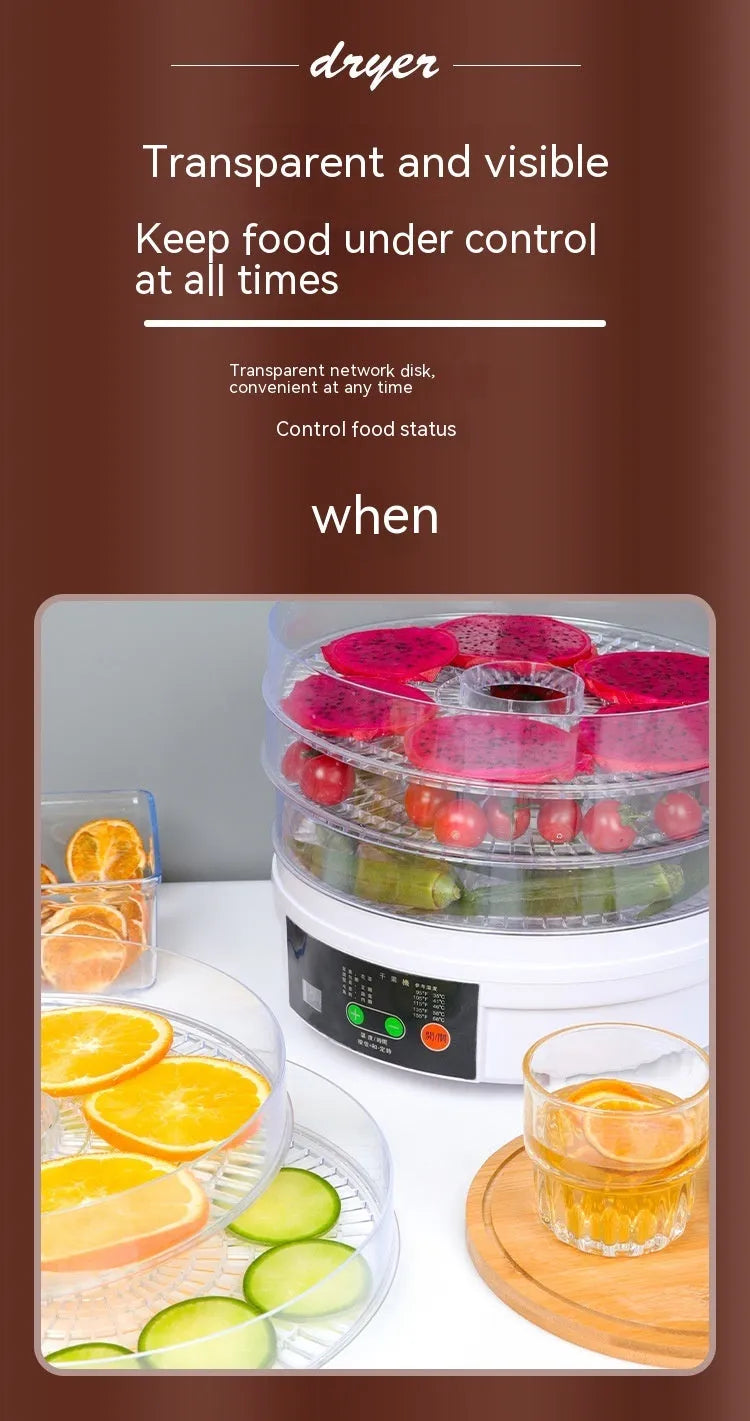 Five-layer household fruit dehydrator with UK plug and removable drying trays