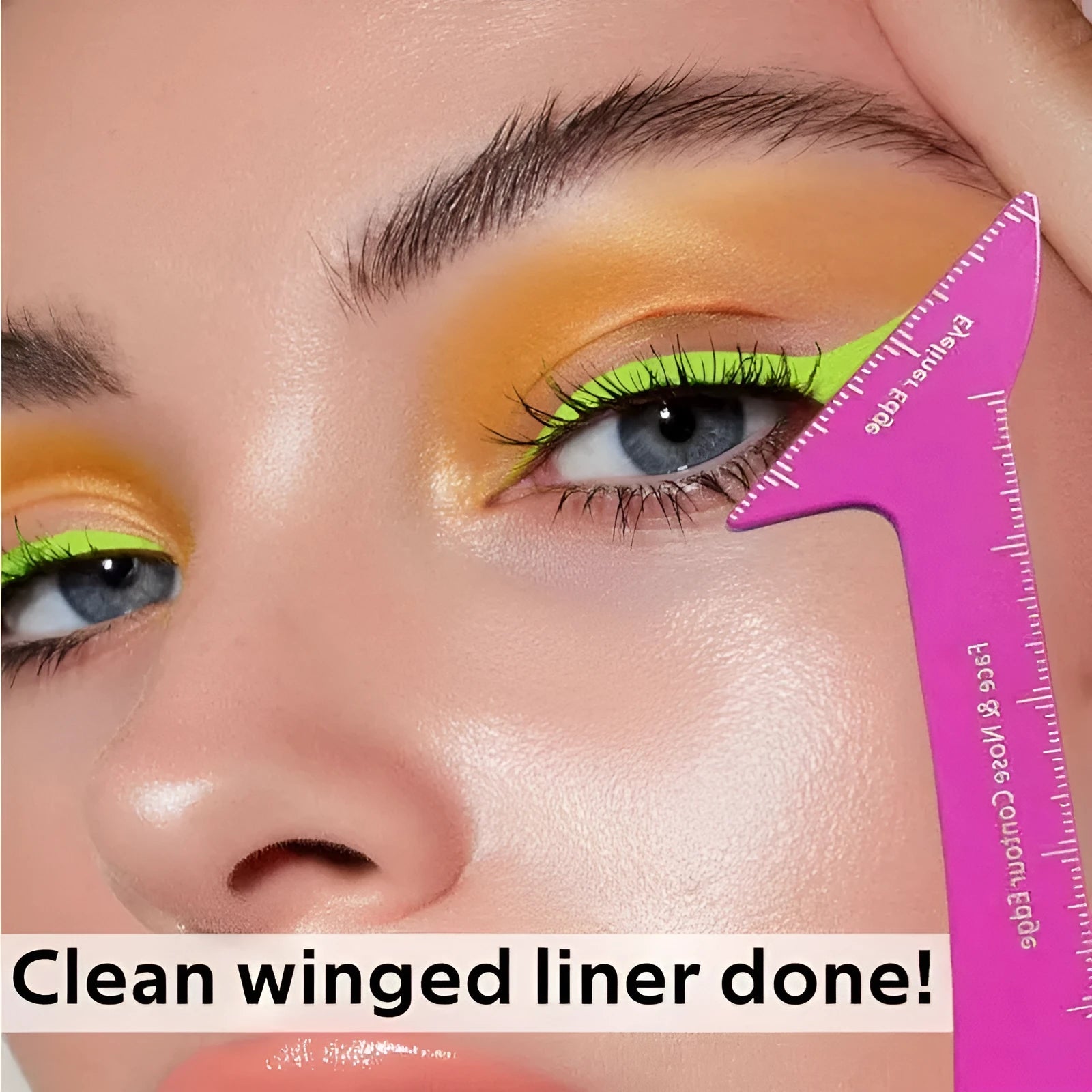 Pink and LaserFX coloured 3-in-1 reusable eyeliner stencil set for hooded eyes makeup application