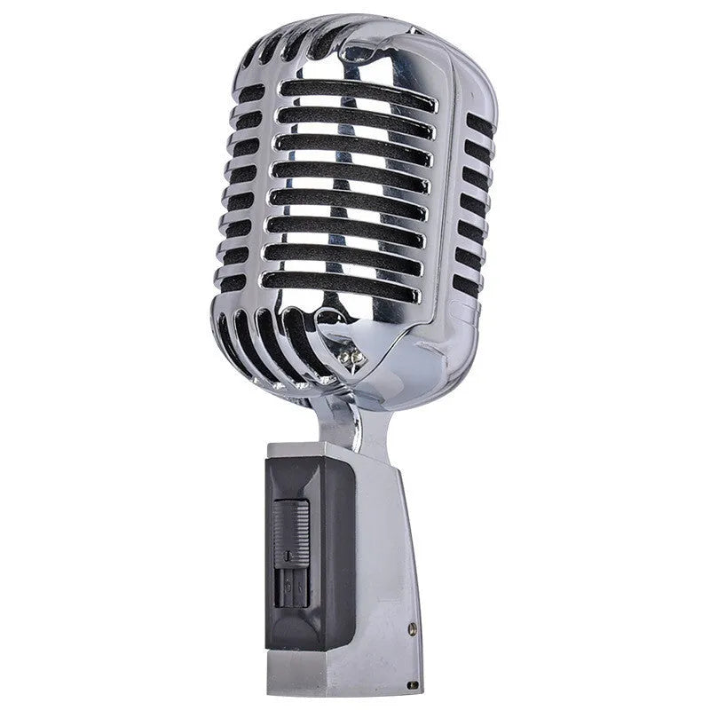 Retro metal wired dynamic microphone in black with cardioid pickup pattern for home stage KTV use