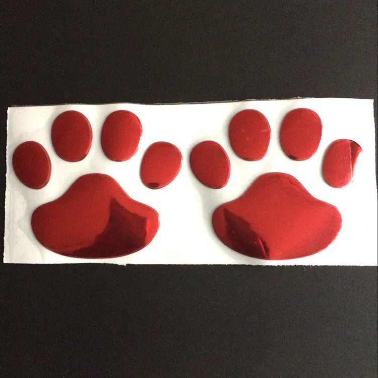 PVC hand-shaped brush car sticker with dog footprints pattern in black, silver, red, or gold.