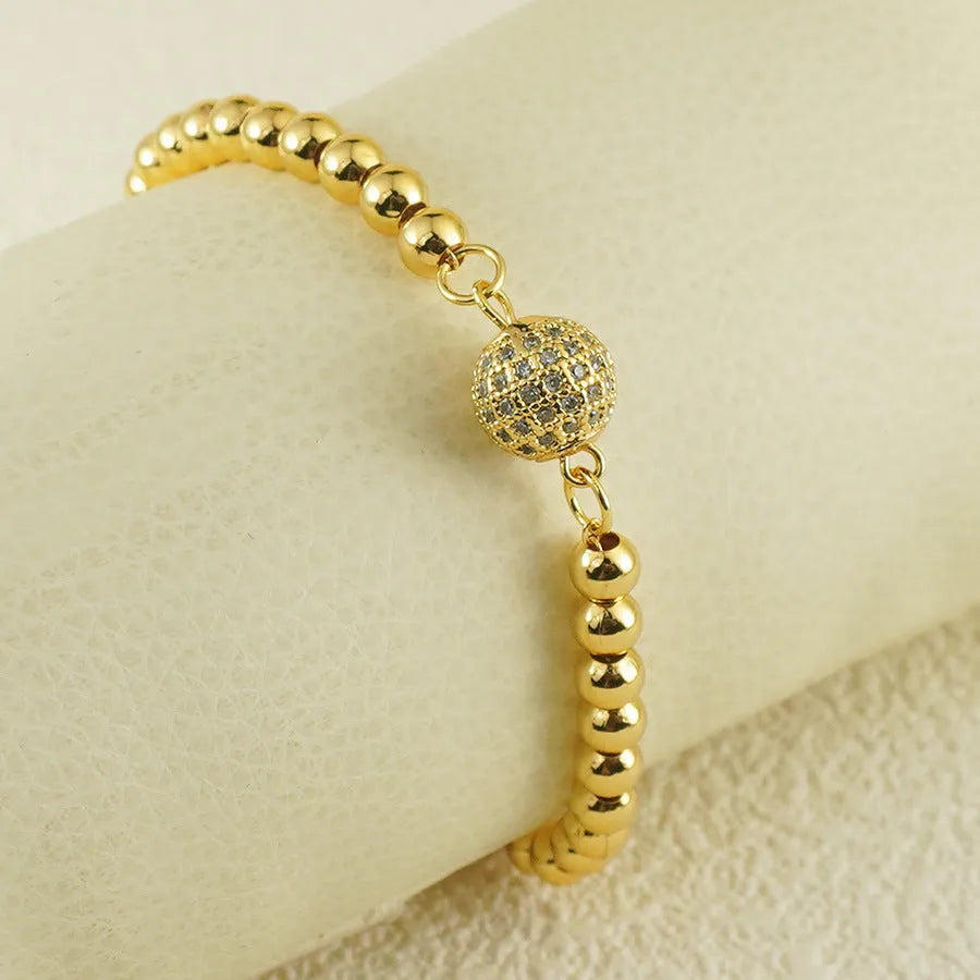 Arabic style women's copper bracelet with heart shape design and zircon detail