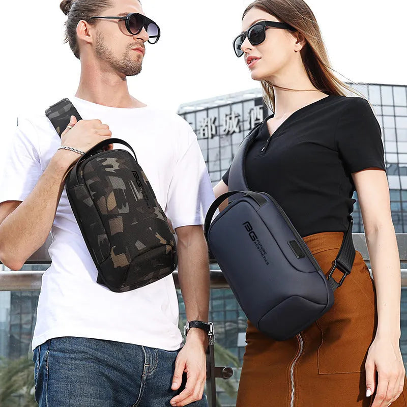 Men's Oxford cloth shoulder bag with letters design and multiple compartments for business travel