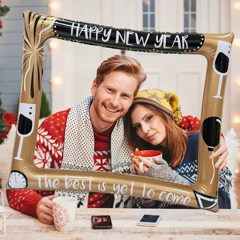 Christmas inflatable photo frame PVC prop for festive photography and parties