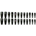 Set of 24 dark spider nail art pieces with glue, long length, sweet and cool INS style cartoon pattern