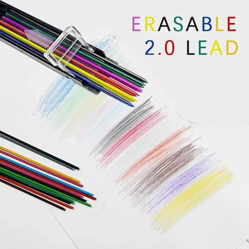 Box of 12 coloured 0.5mm mechanical pencil refills for drawing and painting