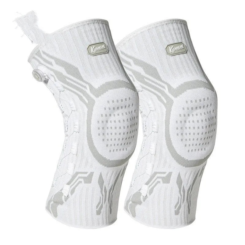 Gray and white padded sports knee pad for basketball running football badminton adult
