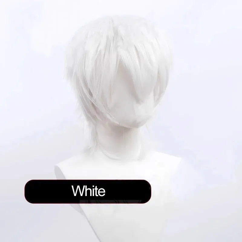 Universal cosplay wig short hair lengthened tail anti-curling for men high temperature fibre