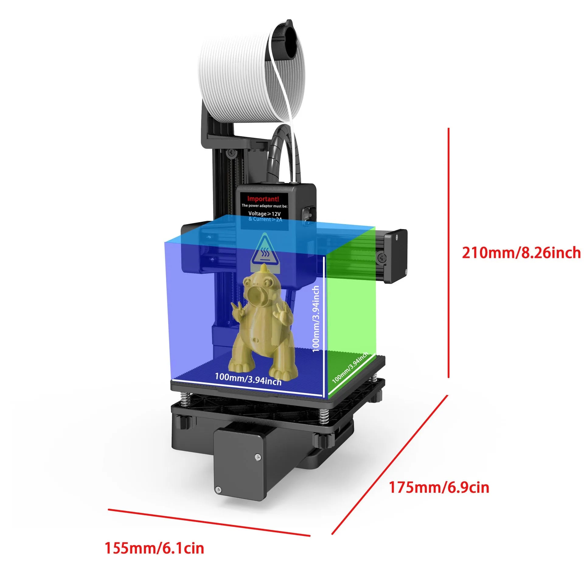 EasyThreed K10 white 3D printer on desk with TPU and PLA filament spools
