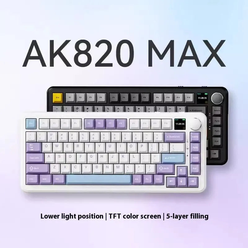 Three-mode wireless mechanical keyboard with PBT keycaps in black, grey and yellow colours