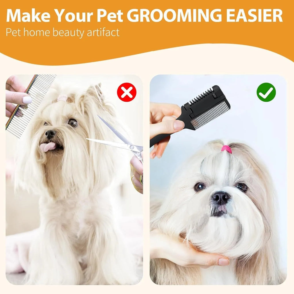 2-in-1 pet razor comb for dog and cat grooming with spare blades