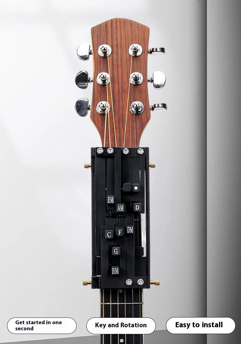 Black automatic chord device for guitar practice with singing assistance