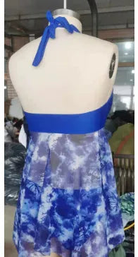 Blue spandex bikini set for women with European and American style briefs