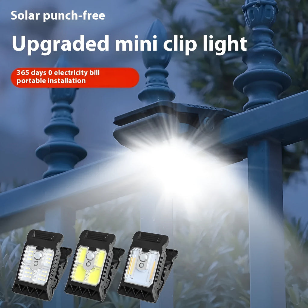 White clip-on sensor lamp with motion detection, shown next to a 14500 lithium battery.
