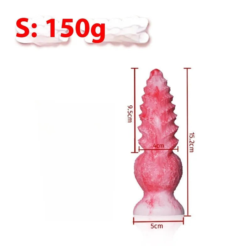 Pink platinum silicone penis-shaped women's masturbator sex toy on a plain background.