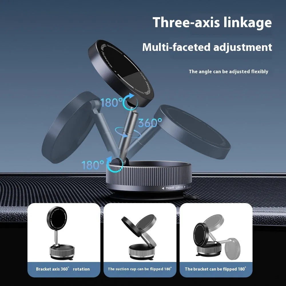 Vacuum magnetic suction 720-degree rotating phone bracket in Night Blue Metal Black