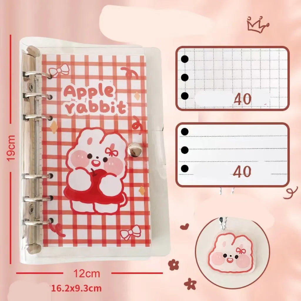 A6 loose-leaf notebook with heart cover, 80 pages of 70g double tape paper, 6-hole binding, 90x170mm