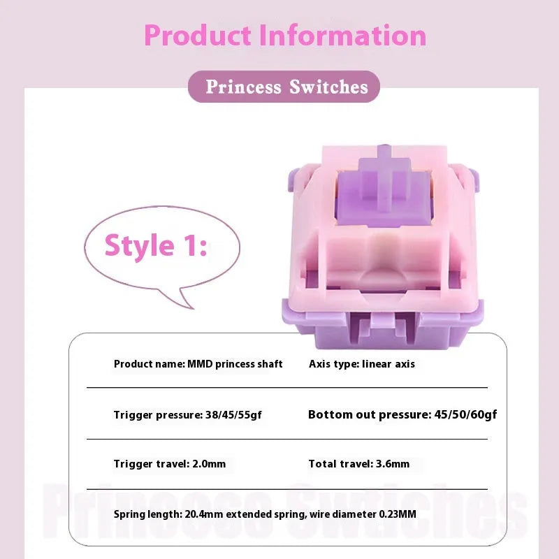 MMD Princess linear mechanical keyboard switch body for custom keyboard building