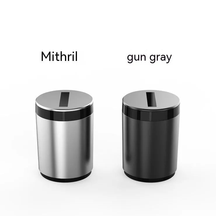 Intelligent induction ashtray with infrared automatic lid made of aluminium alloy, compact size 7x10cm, silver finish