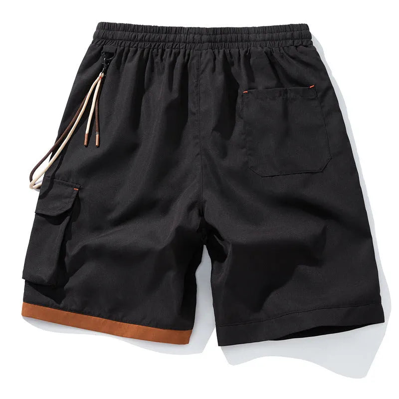 Men's plus size loose sports shorts in bamboo fibre, shown in coffee colour with elastic high waist.