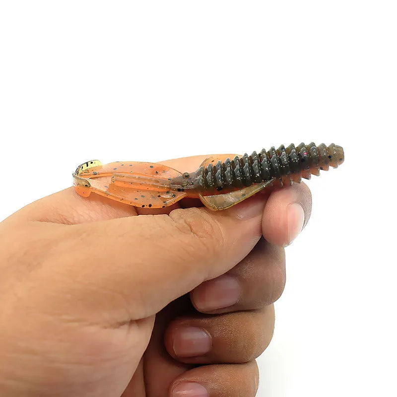 PVC fishing soft bait lure in one of twelve colours, shown in 8cm and 12cm size options