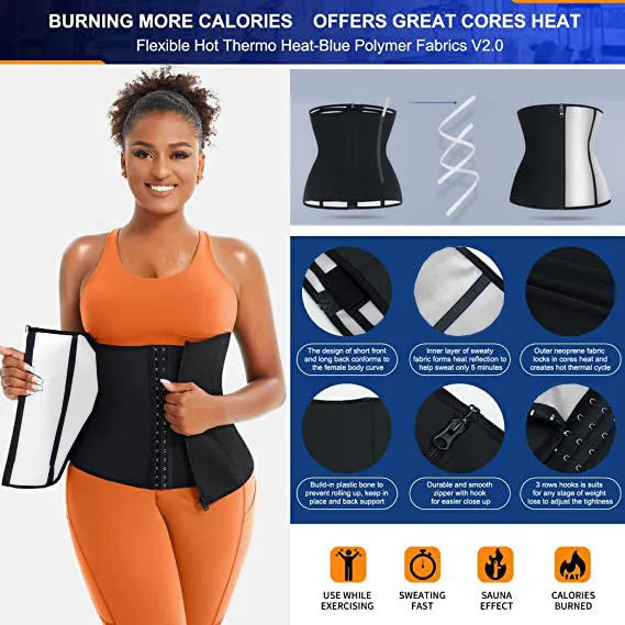 Neoprene sports waist shaping belly belt showing adjustable abdomen contraction design in blue colour
