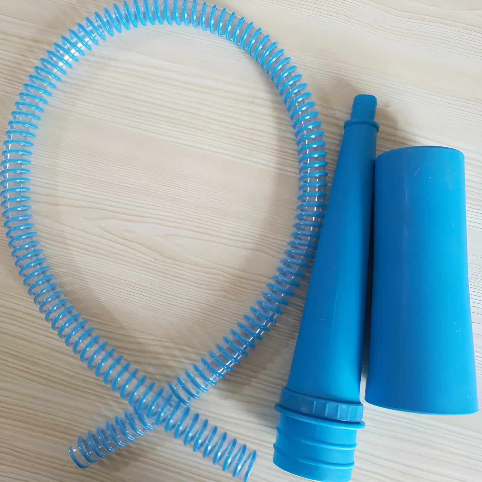 Blue plastic suction pipe for vacuum cleaners, 114cm long with a round head, for washing machine and dryer cleaning.