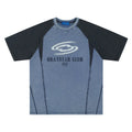 Blue hip hop letter print men's cotton t-shirt with raglan sleeves and loose fit design