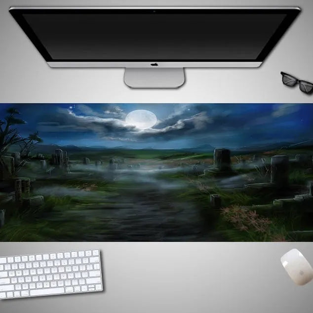 Oversized Halloween mouse pad with rubber cloth surface and non-slip backing in large gaming dimensions
