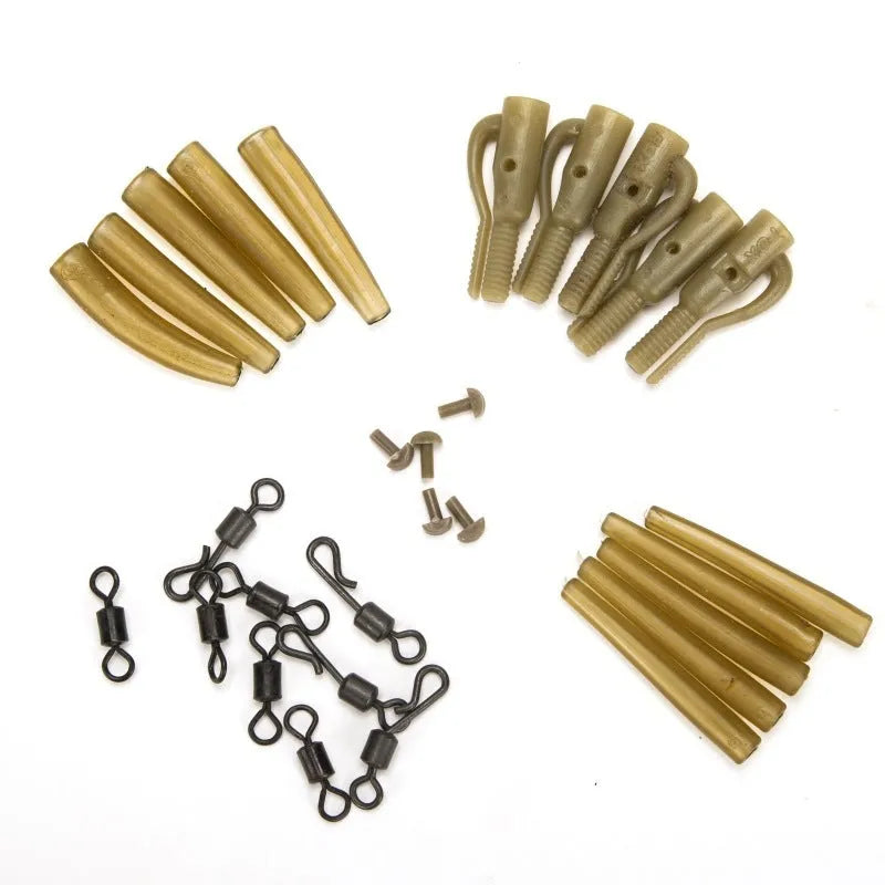 30 piece European carp fishing accessory set with anti-winding pipes, threaded hoses, rotation pieces and screws